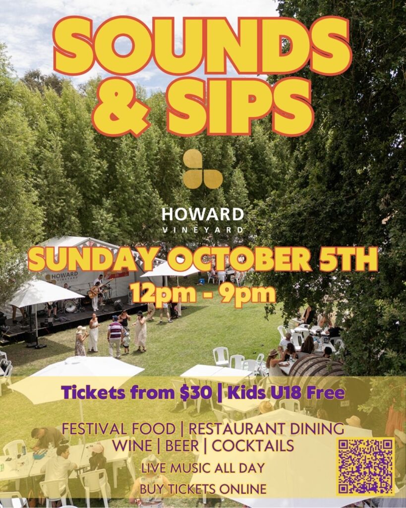 Sounds SIPS @ HV poster V1 Howard Vineyard Sounds & Sips - October Long Weekend